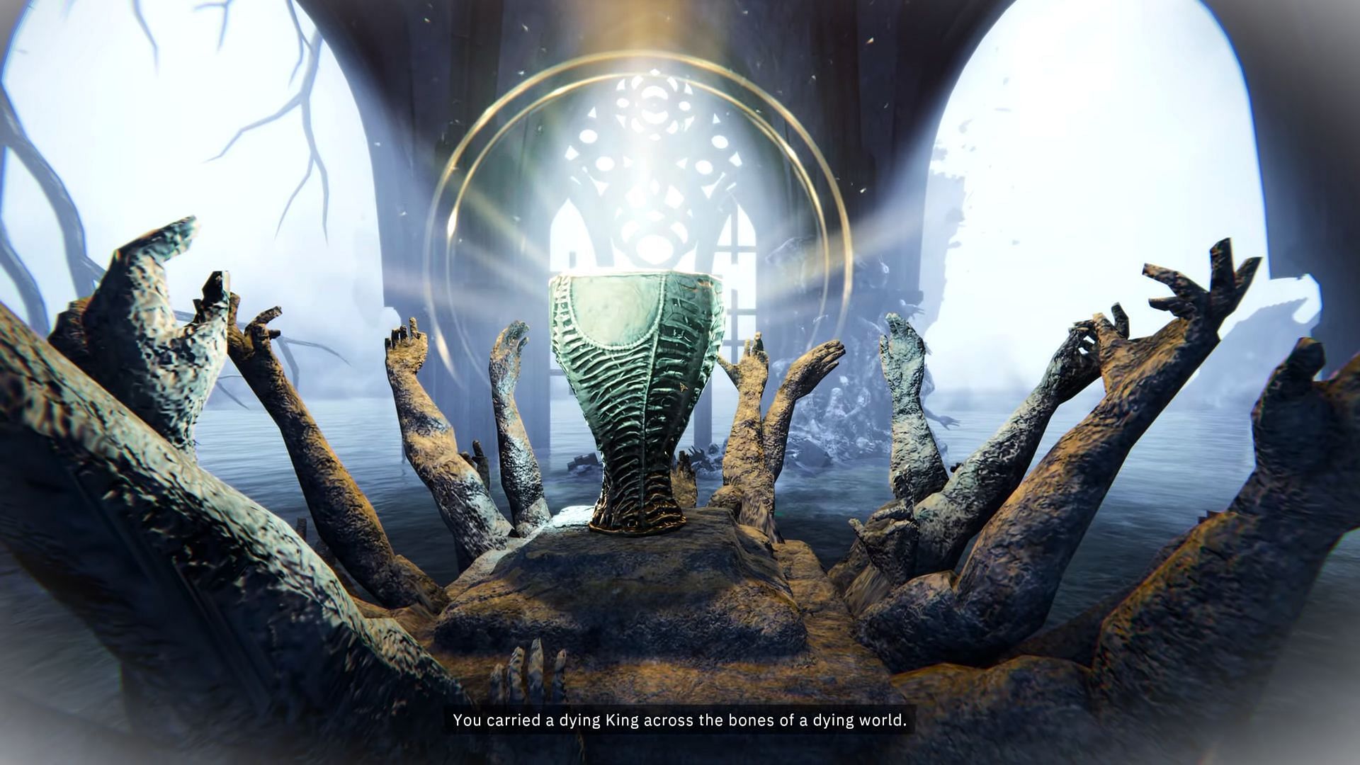 The grail directs you to the endings in Tainted Grail The Fall of Avalon (Image via Awaken Realms)